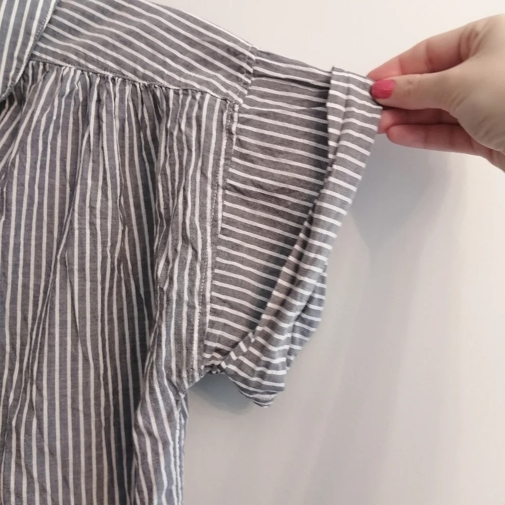 Joie Naro Striped Short Sleeve Button Up Cotton Coastal Nautical Oversize Small - Picture 9 of 16